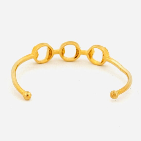 Cove Gold Over Sterling Silver 925 Open Cuff Bangle Bracelet, CZ & Glass, 6.5", - Picture 4 of 13